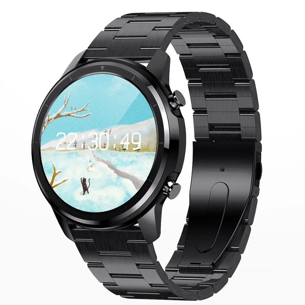 LEMFO LF26 smart bracelet with 1.3-inch display showing touch and button operation in black colour