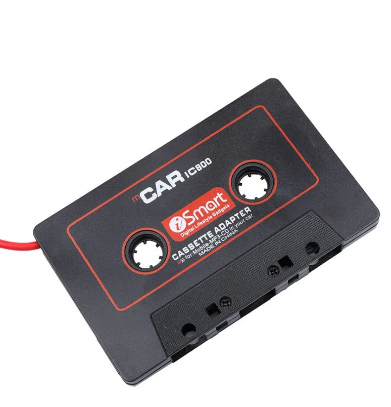 Black cassette adapter for car stereo connecting MP3 MP4 players via 3.5mm jack