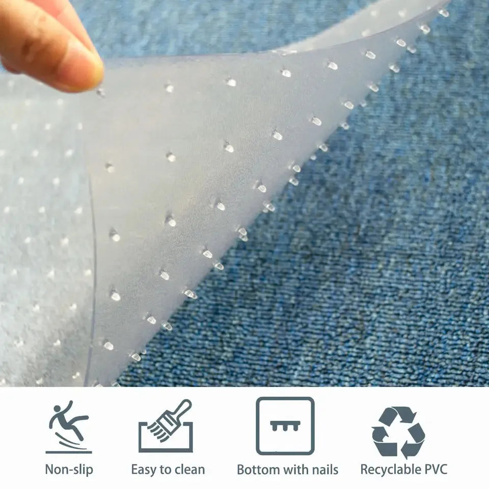 Transparent PVC cat scratch protective pad with studs for door carpet, sizes 31x92cm to 31x250cm