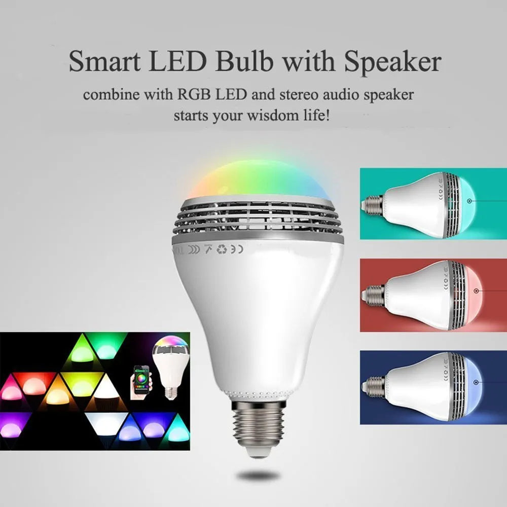 Creative Home Smart Bluetooth Speaker E27 LED light bulb with RGB colours.