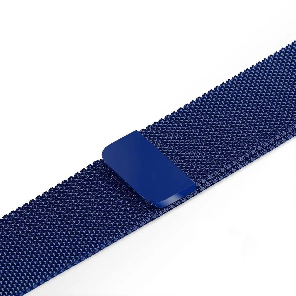 Stainless steel watch strap in silver, shown next to a watch case, illustrating the 22mm width.