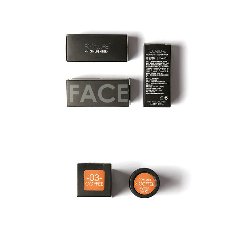Face contour highlighter cream palette with four shades A B C D for cheekbone definition