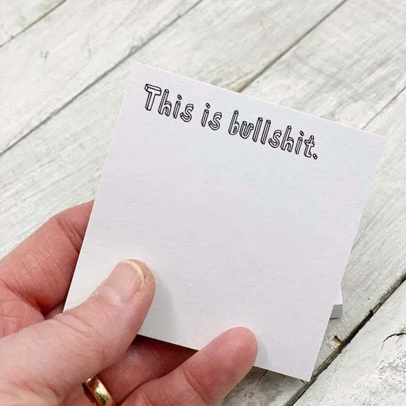 Square 75mm adhesive note paper with funny English phrases in multiple colour options