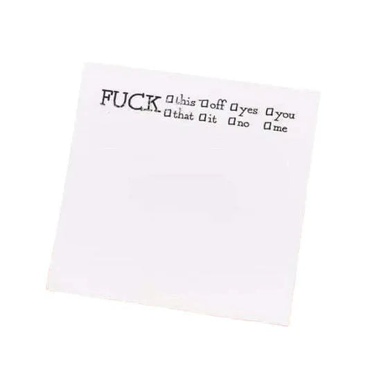 Square 75mm adhesive note paper with funny English phrases in multiple colour options