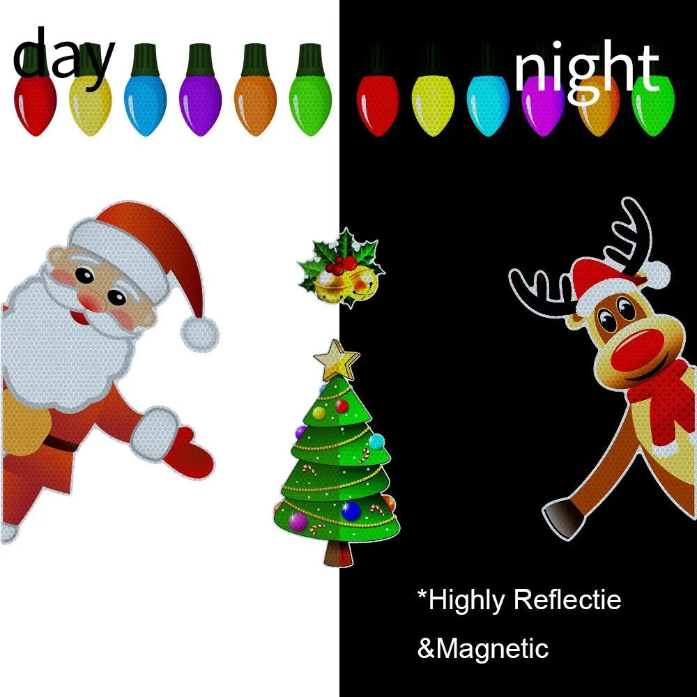 Christmas elk reflective magnetic car decoration sticker with six-thread pattern