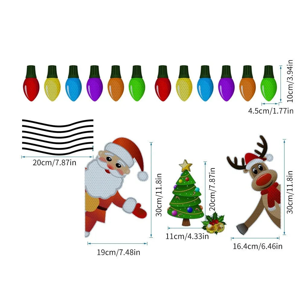 Christmas elk reflective magnetic car decoration sticker with six-thread pattern