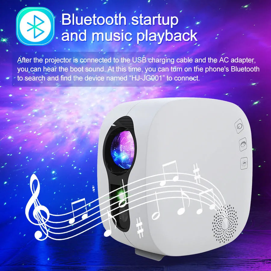 Black or white laser star projector with Bluetooth music playing and nebula moon effects