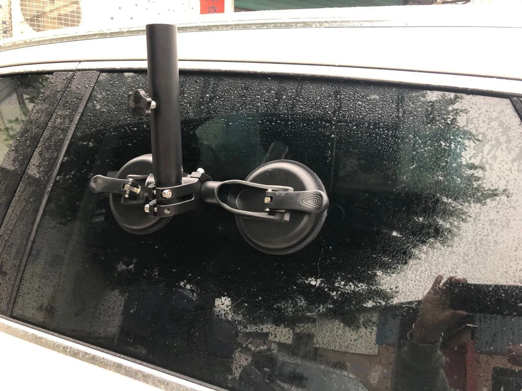 Black ABS car window suction mount with rubber base for flagpoles