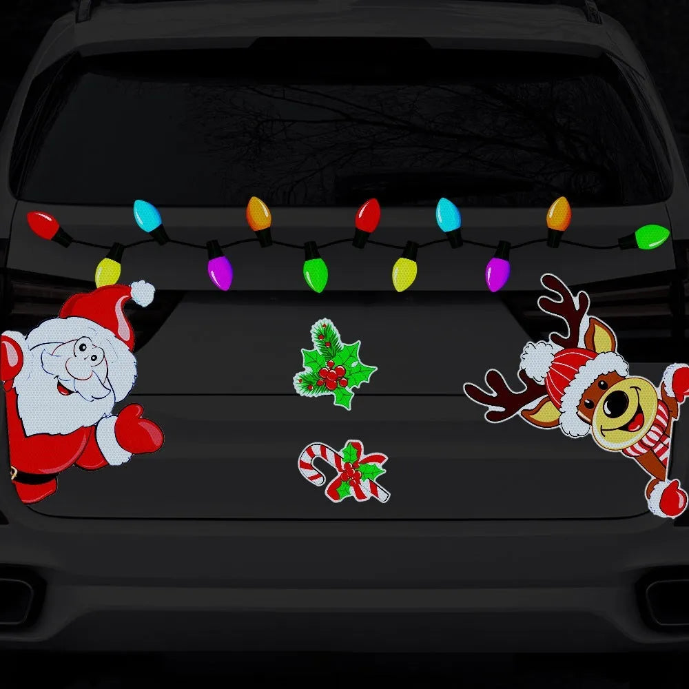 Christmas elk cartoon reflective magnetic sticker for window decoration
