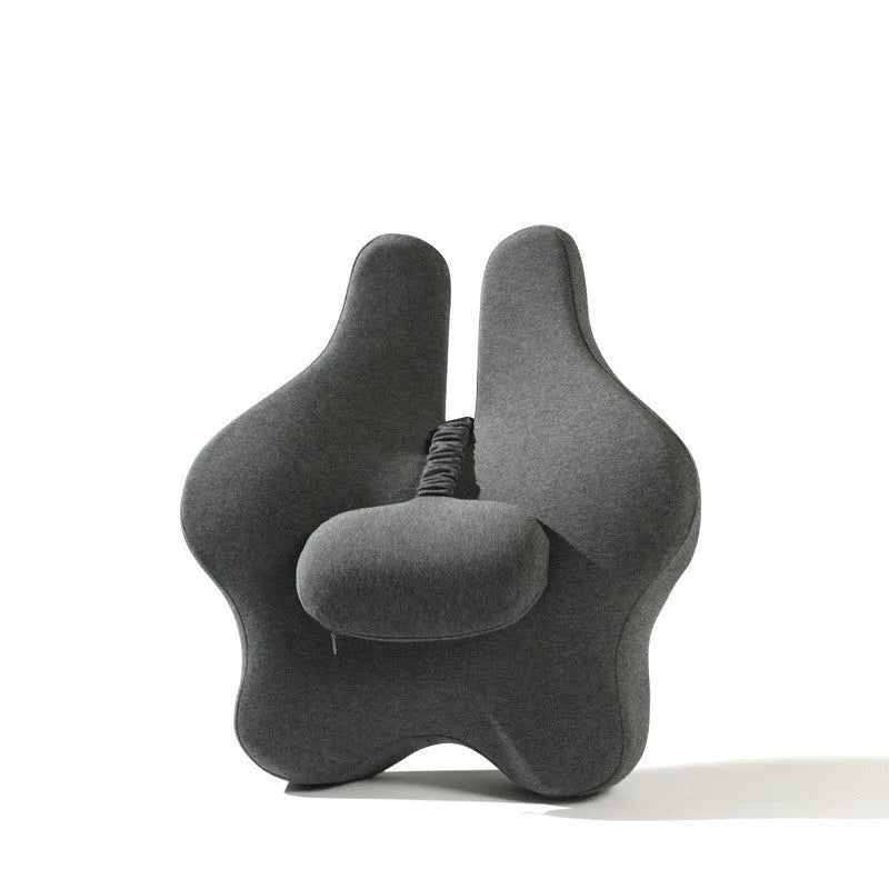 Memory foam car lumbar cushion in black colour showing 50cm width