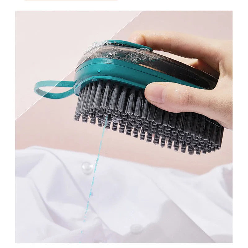 Automatic liquid cleaning brush with ergonomic ABS handle and replaceable head for shoes and laundry