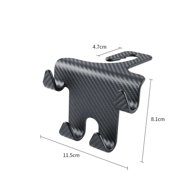 Black ABS plastic car seat hook with integrated mobile phone holder bracket