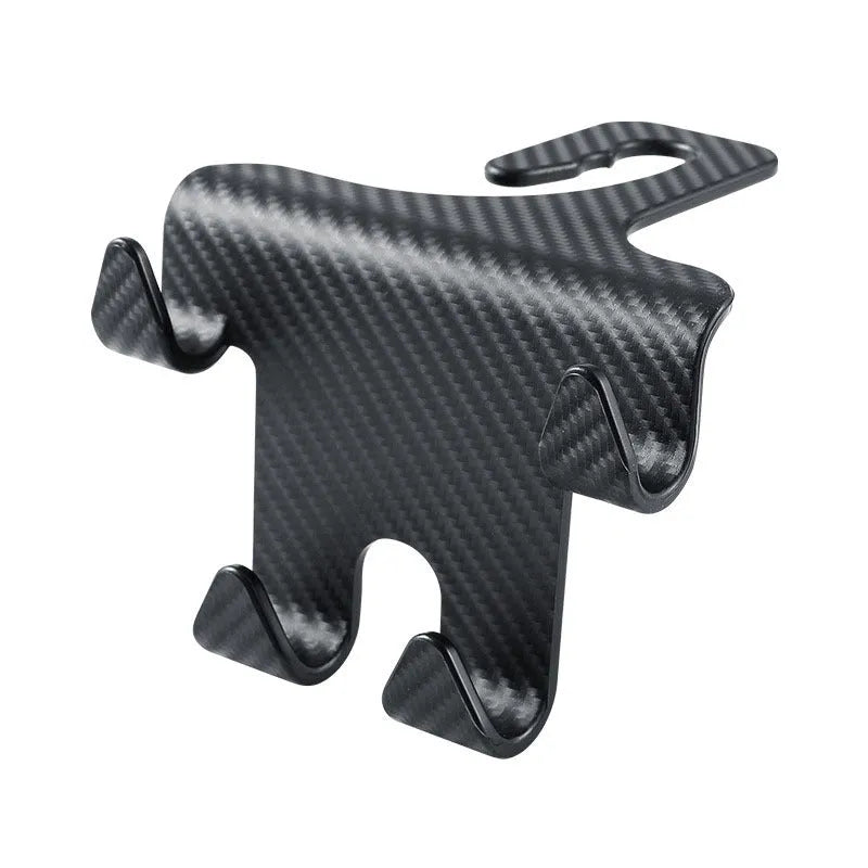 Black ABS plastic car seat hook with integrated mobile phone holder bracket