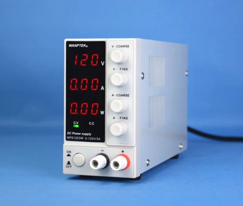 White adjustable DC bench power supply model S605W with 60V 5A output for mobile phone and notebook repair.