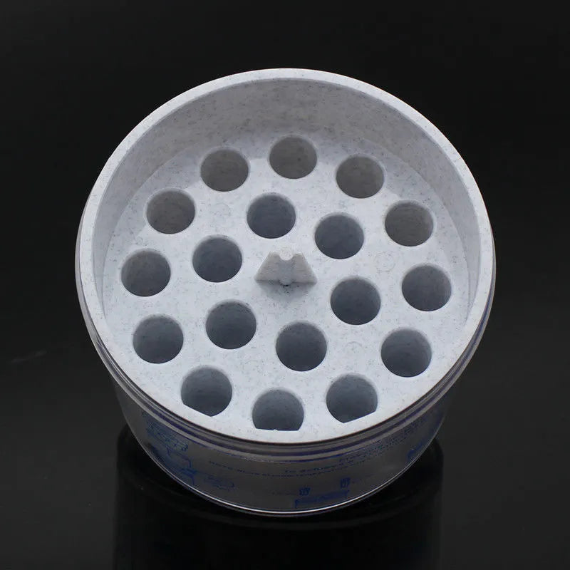 Orange and blue gradient freezing cooling box for laboratory cell recovery procedures
