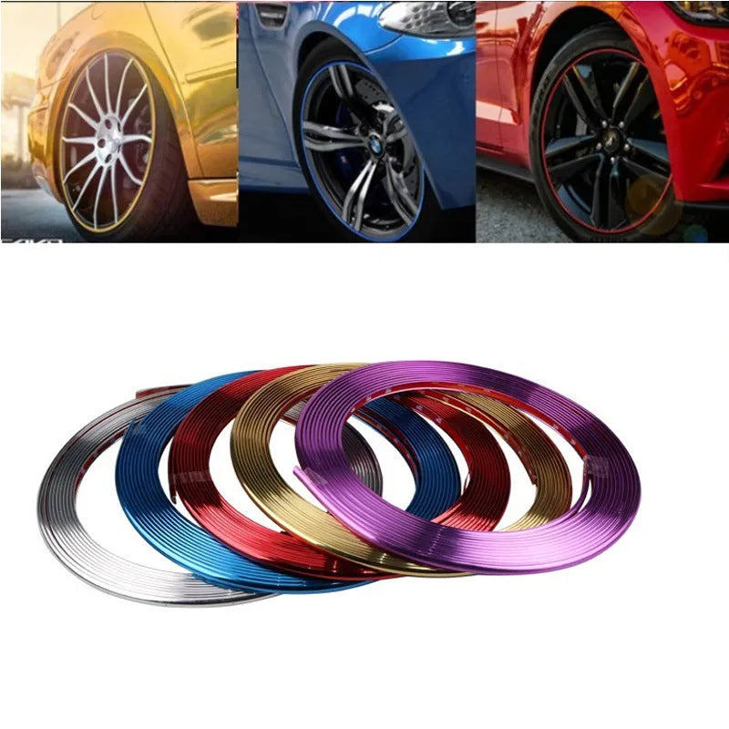 8 metre roll of purple electroplated PVC wheel hub trim for car decoration
