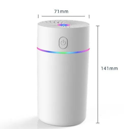 Compact car USB mini humidifier for vehicle aromatherapy and air humidification.