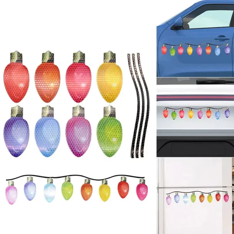 Christmas light bulb magnetic paste set with reflective honeycomb material and magnetic backing