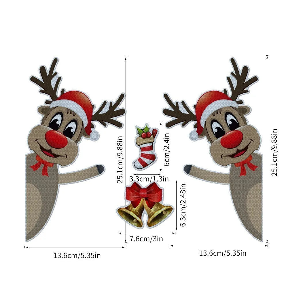 Cartoon Christmas elk bell magnetic luminous reflective bumper stickers in YFC002 colour