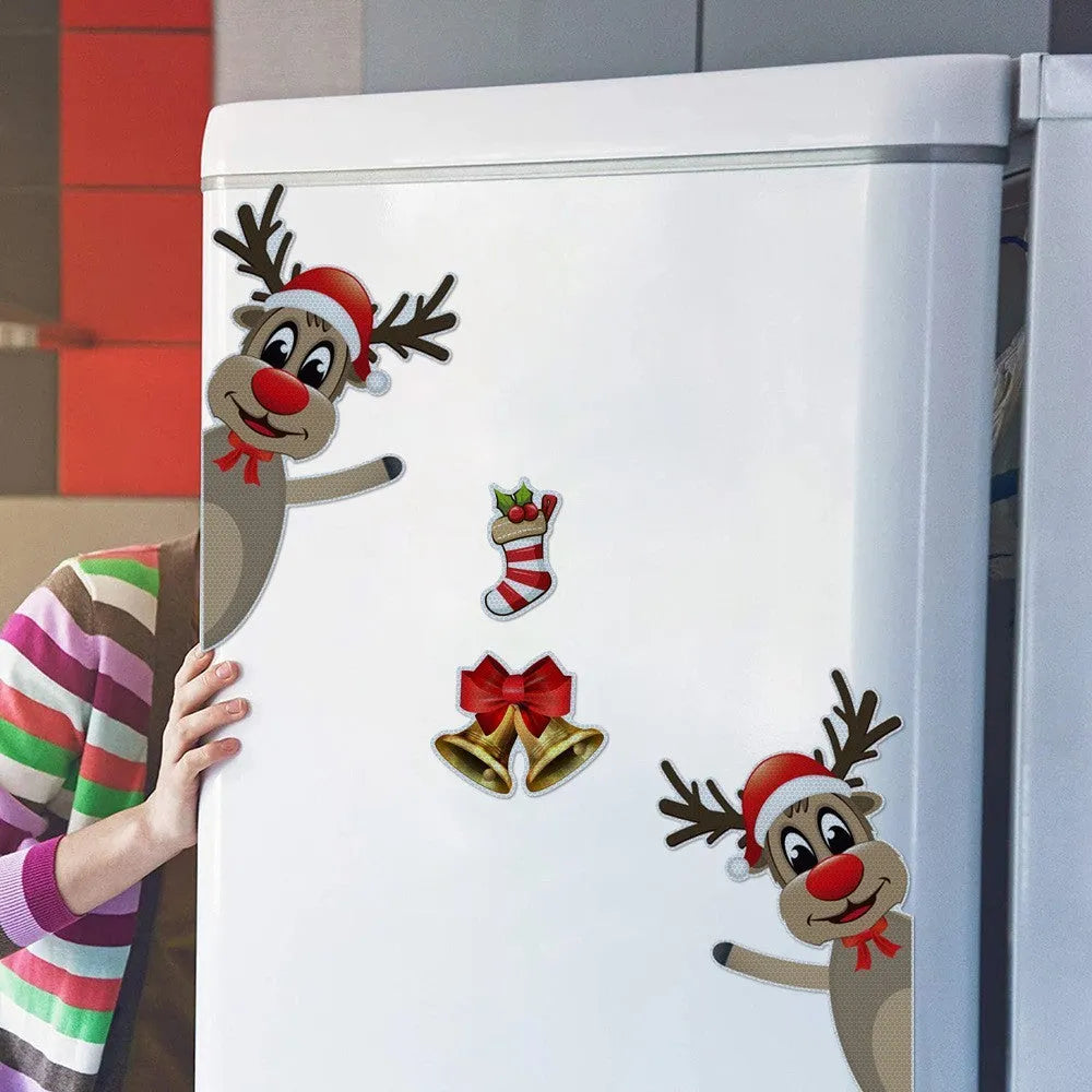 Cartoon Christmas elk bell magnetic luminous reflective bumper stickers in YFC002 colour
