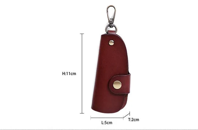 Handmade genuine leather car key case in black, brown, coffee and purplish red colours