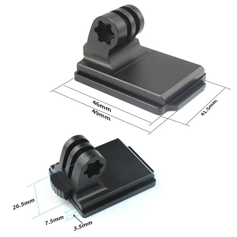 Black aluminium alloy GoPro helmet holder extension rod with quick-release bracket.