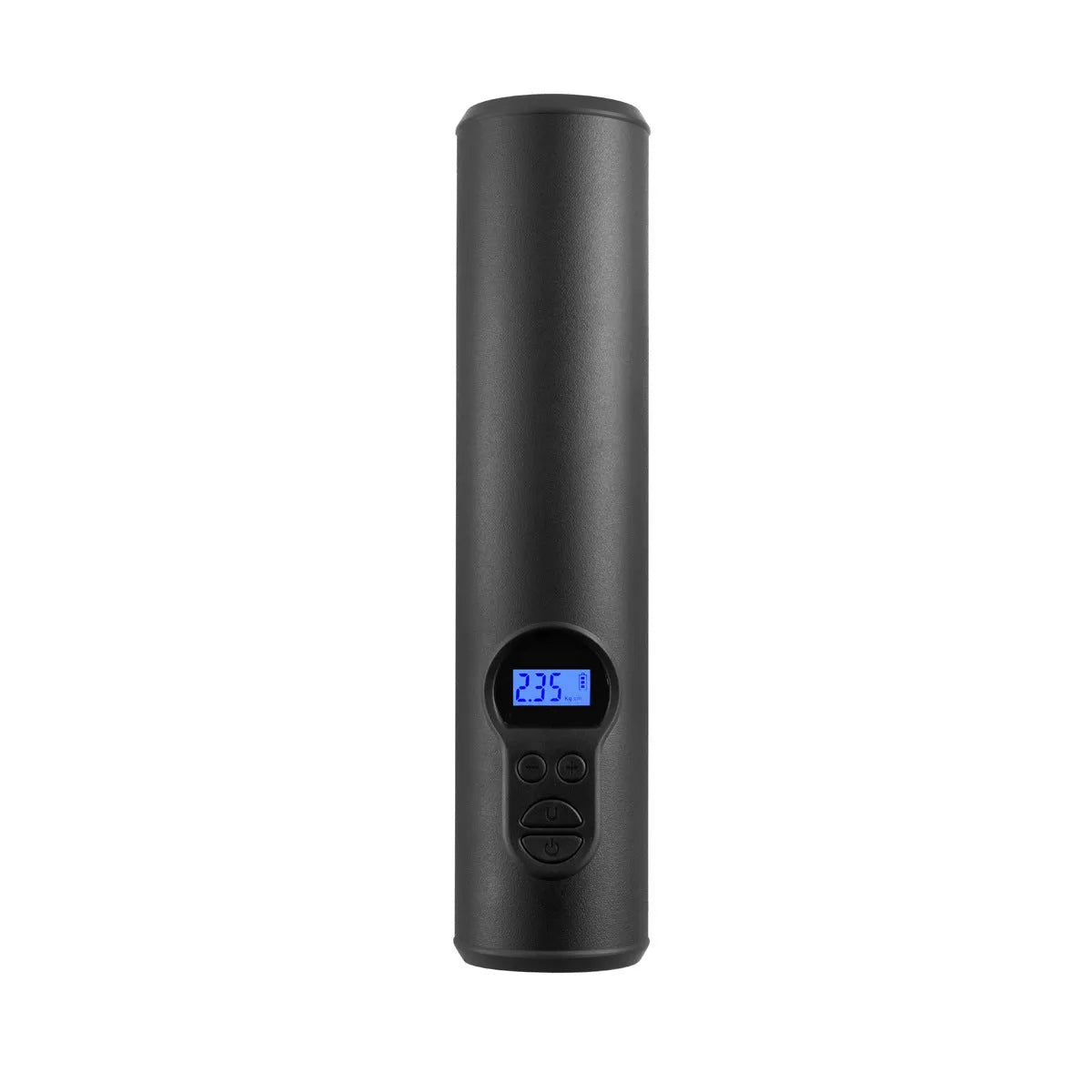 Wireless portable car tyre air compressor pump with LED light on black plastic body