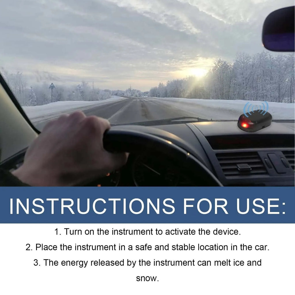 Compact black car deicing tool for snow removal from windscreens