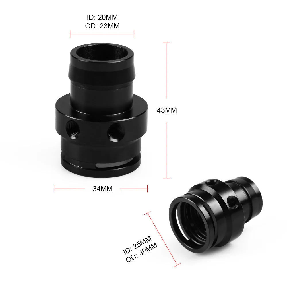 Brass and aluminium vacuum adapter tee pipe for second generation engines in black or titanium colour