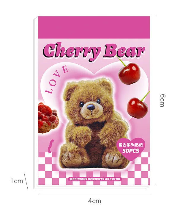 American retro cartoon sticker book with 50 sheets in six colour themes for journal decoration
