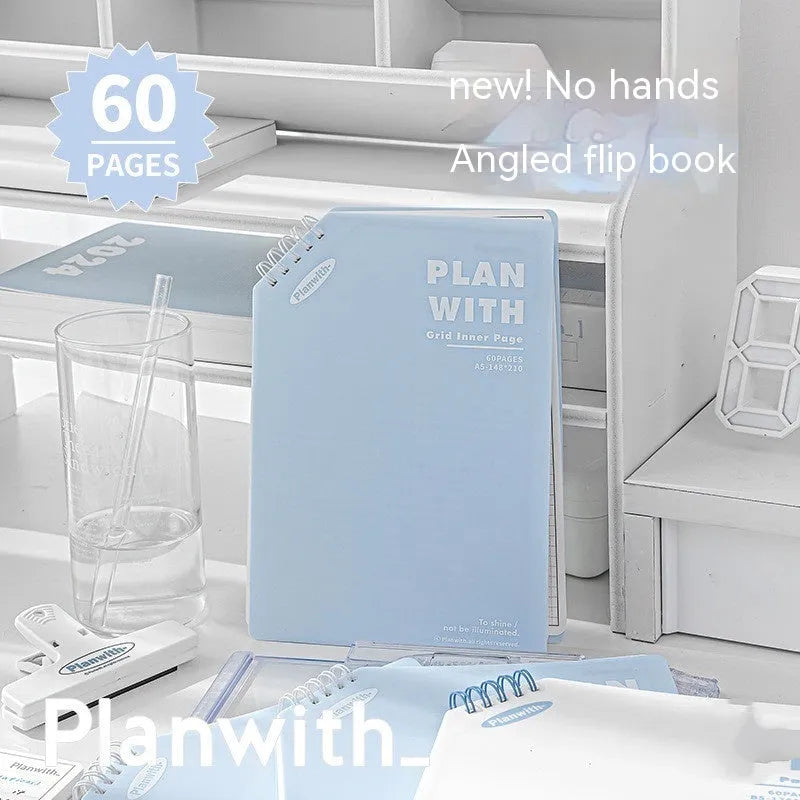 Oblique Angle Artsy Ins Style Salt Series student draft notebook in A5 or B5 size with white or blue plaid cover.