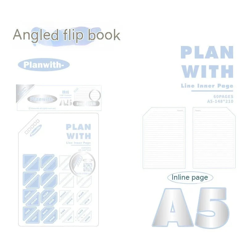 Oblique Angle Artsy Ins Style Salt Series student draft notebook in A5 or B5 size with white or blue plaid cover.