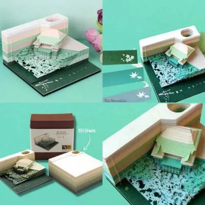 One Piece architectural hand tear sticky notes in Gold, Green, Purple colours 80x45mm