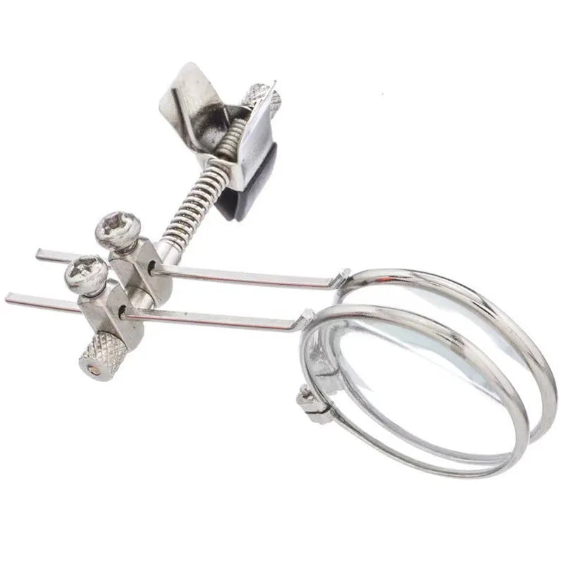 Metal bracket glasses double clip with spring attachment and glass magnifying lens