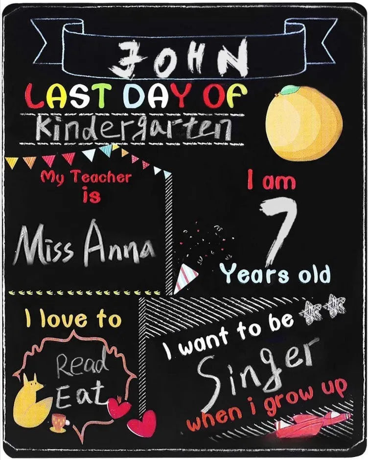 Wooden first day of school blackboard with modern design measuring 255mm by 300mm