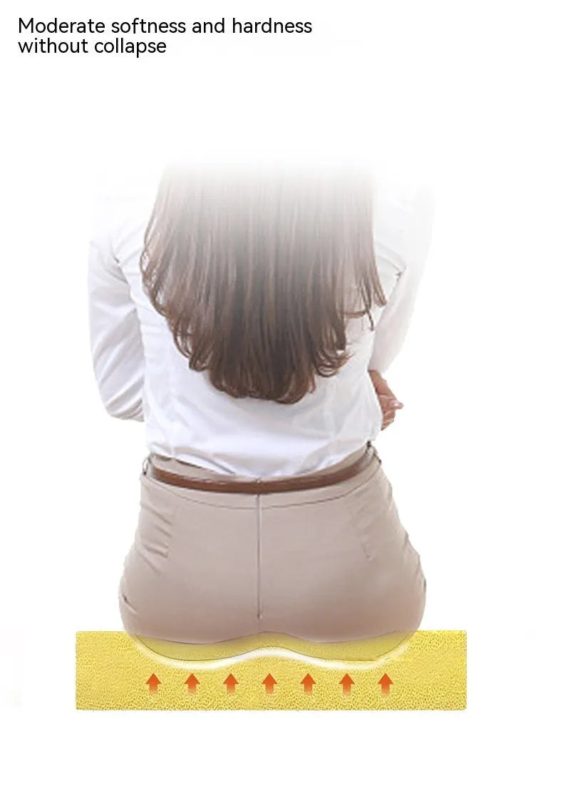 Black car seat cushion measuring approximately 42x39cm with 6cm thickness for height improvement