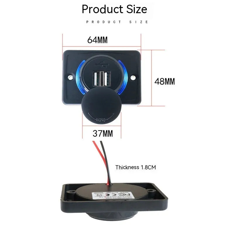 Black dual USB car charger for 12 volt sockets with a 3.1A output.