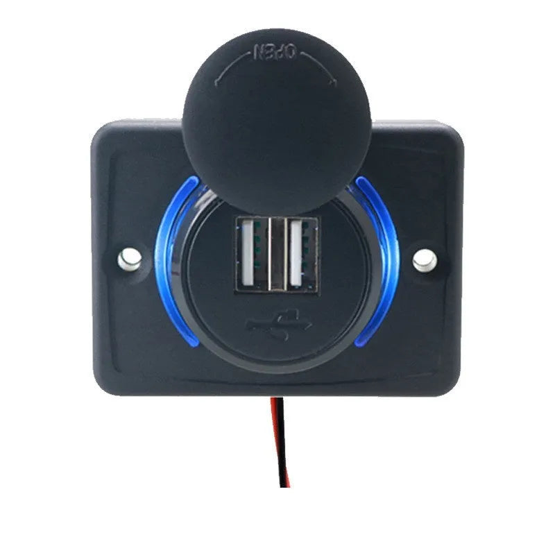 Black dual USB car charger for 12 volt sockets with a 3.1A output.