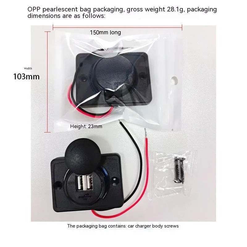 Black dual USB car charger for 12 volt sockets with a 3.1A output.