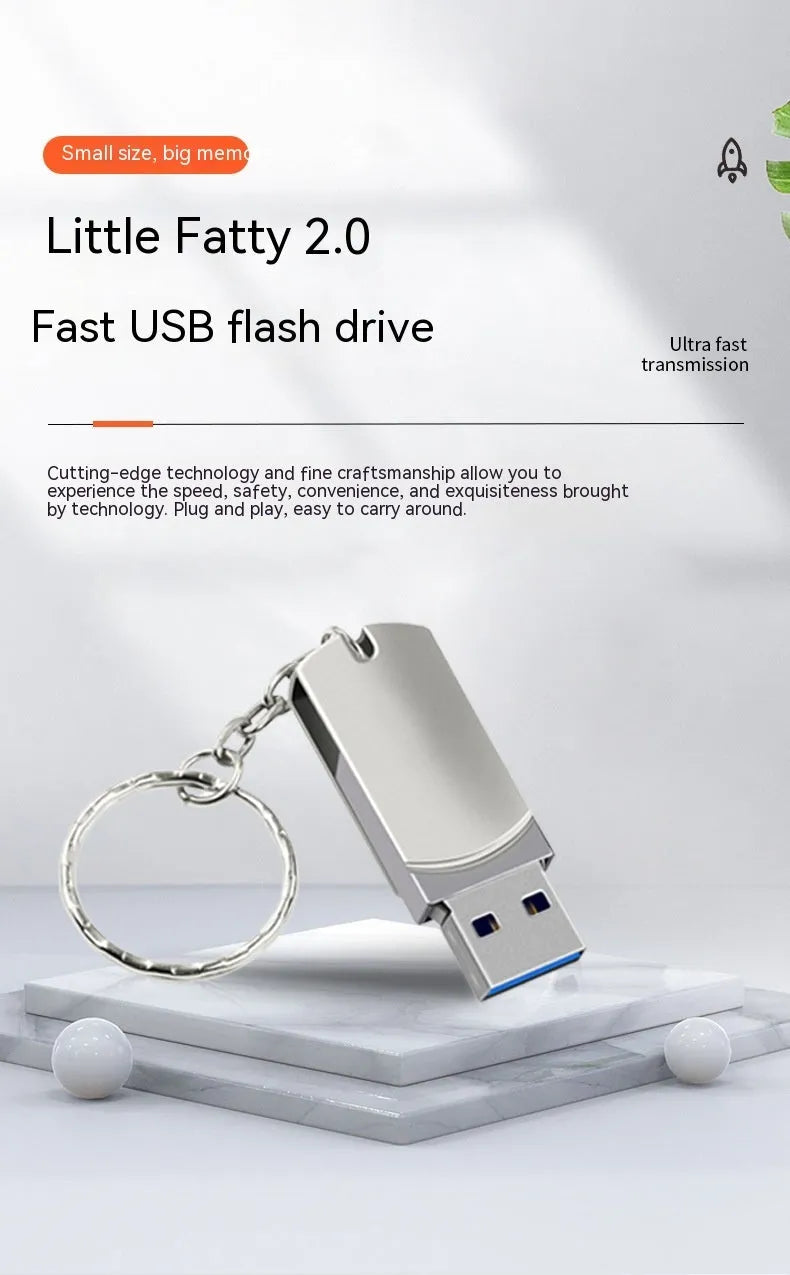 White metal rotating USB flash drive showing compact size and connector.