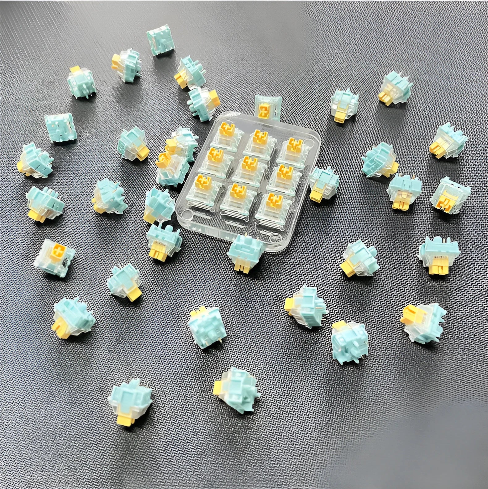 Sea Salt Lemon PRO Mute colour mechanical keyboard switch components set of 36 pieces.