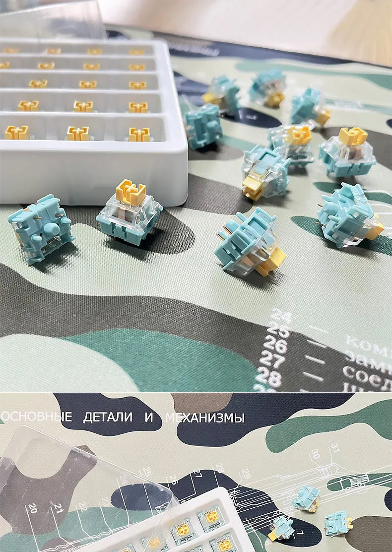 Sea Salt Lemon PRO Mute colour mechanical keyboard switch components set of 36 pieces.