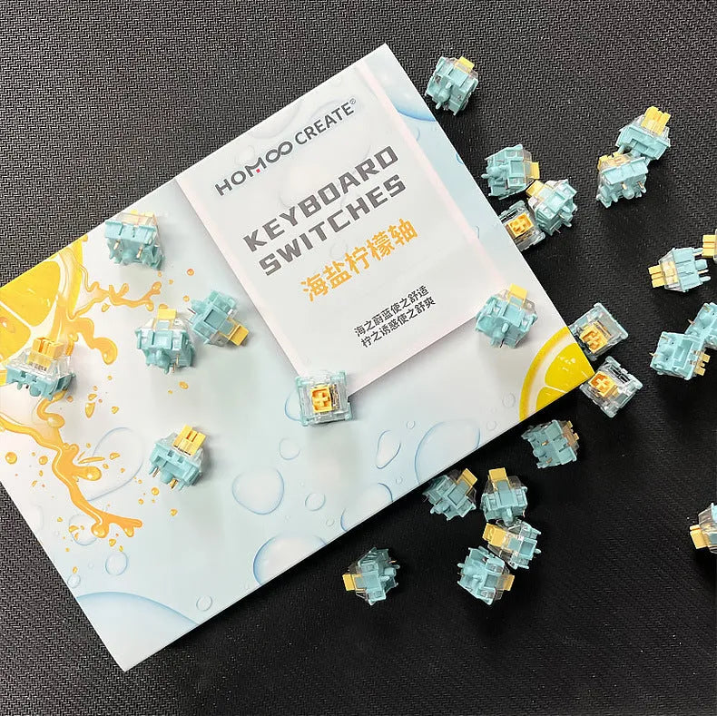 Sea Salt Lemon PRO Mute colour mechanical keyboard switch components set of 36 pieces.