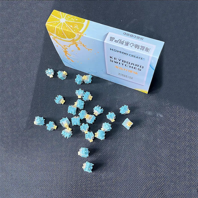 Sea Salt Lemon PRO Mute colour mechanical keyboard switch components set of 36 pieces.