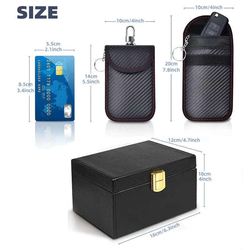 Carbon fibre design RFID shielding box and two key cases with nano protection lining