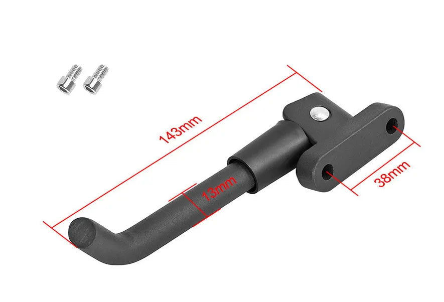 Aluminium alloy electric scooter foot brace accessory in black white grey colours with mounting hardware