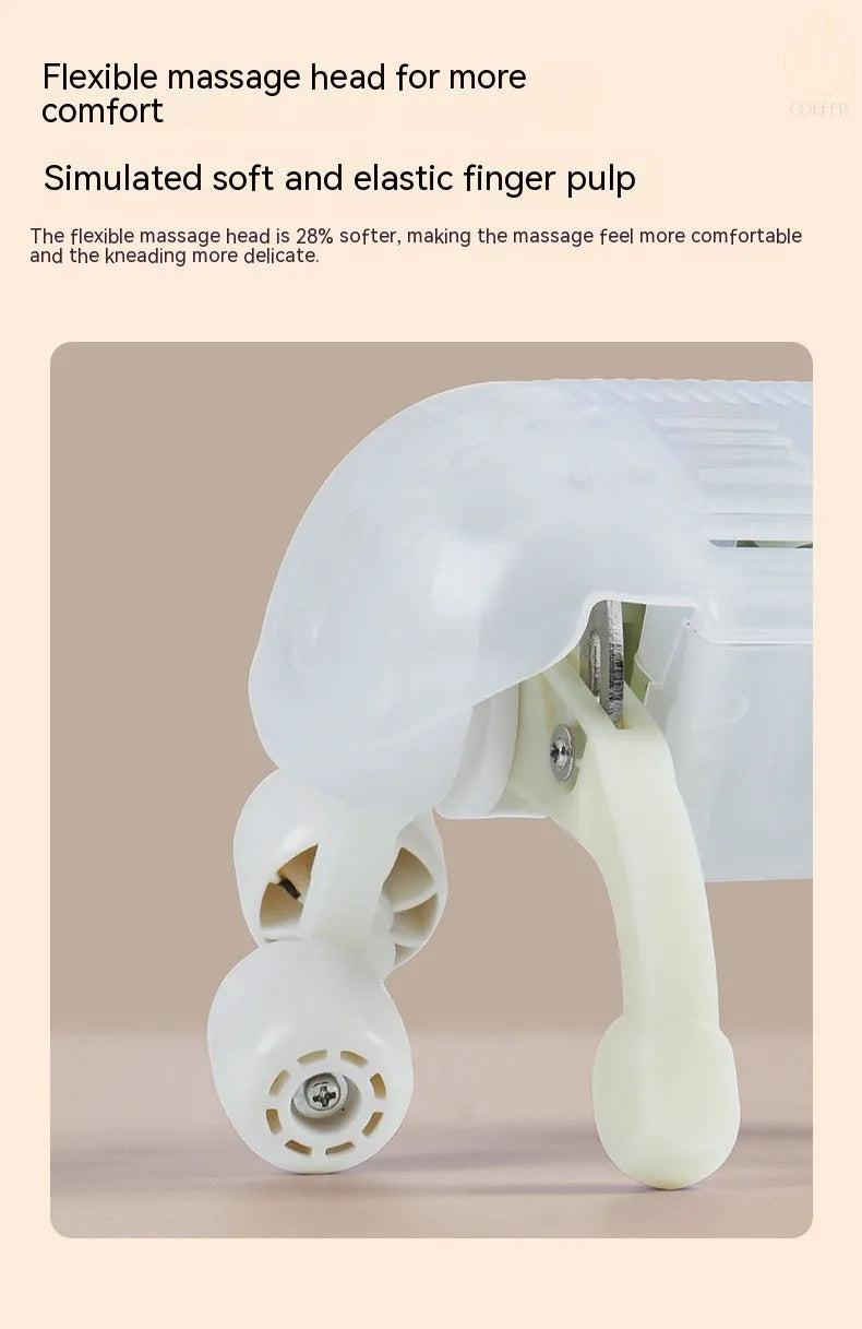 Milky white rechargeable shoulder and neck massager with infrared physiotherapy function