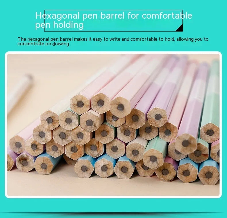 Basswood six-angle thermal transfer pencil with HB lead in 50-piece barrel packaging