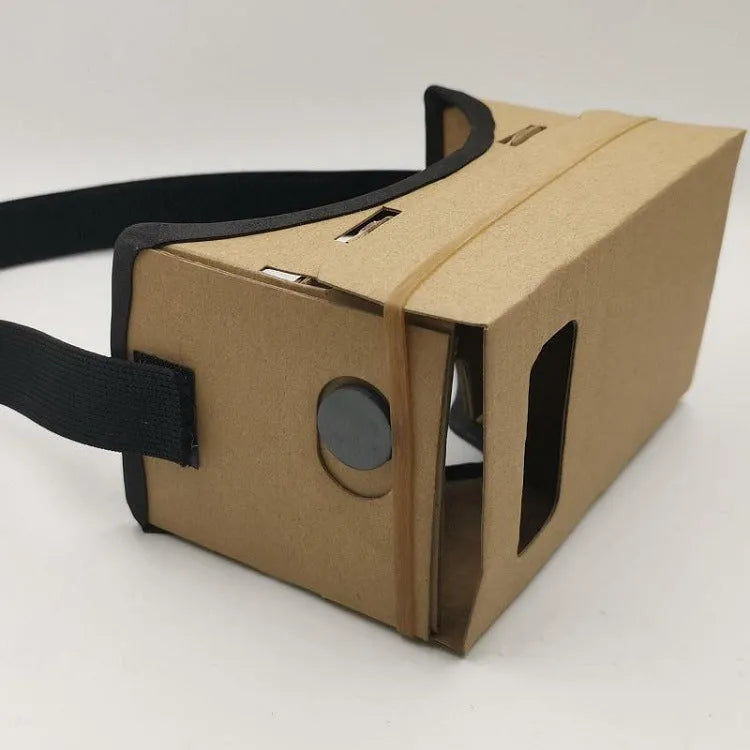 Pink and white cardboard VR glasses for smartphones with 3D lenses and adjustable headband