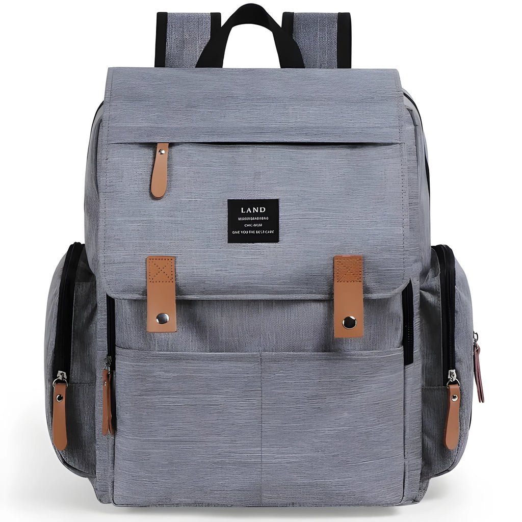 Land Mommy MPB86 large capacity oxford cloth diaper backpack with changing mat in grey colour